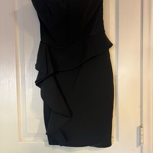 bebe Black Midi Dress with Ruffle Detail